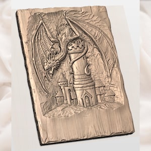 Dragon Castle 3D Relief STL view 3