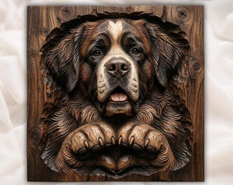 Berner hond STL | Reliëf hondenliefde | Hart poten muurdecoratie | Rustiek huisdierkunstwerk | Ontwerp houtsnijwerk | Plaquette voor grote rassen| Dierenplaquette SBL