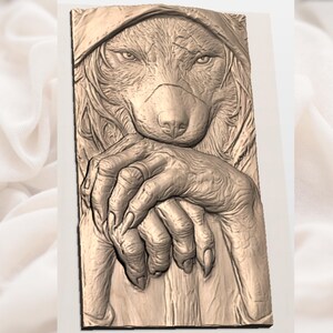 Hooded Wolf STL view 2