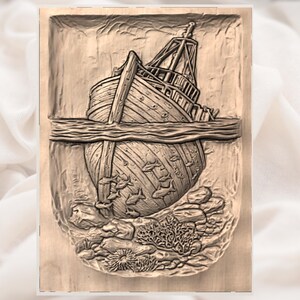 Shipwreck Underwater 3D Relief STL view 3