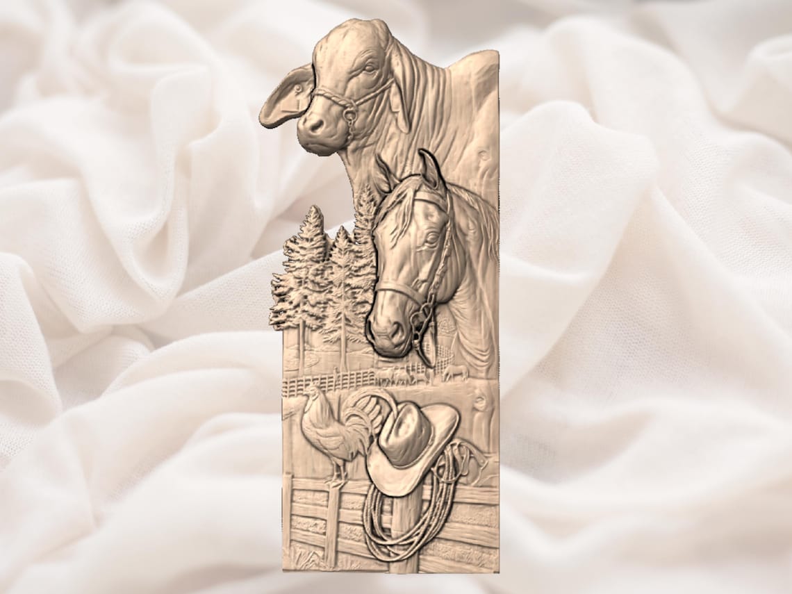Cnc Router Hat Western Ranch 3D Relief STL for CNC Router, Laser Engraving & 3D ...