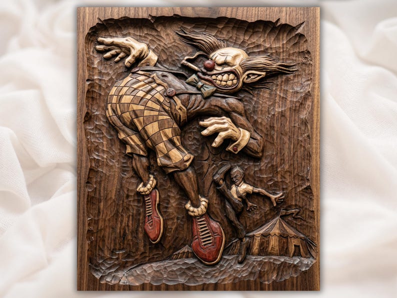 Funny Clown Kicked Out of Circus 3D Relief STL