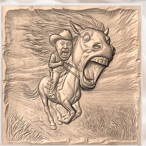 Crazy Horse Rider 3D Relief STL view 3