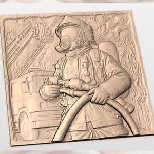 Firefighter 3D Relief STL view 2