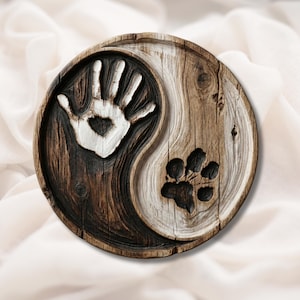 Yin Yang Hand & Paw 3D Relief STL view 1