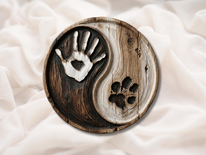 Yin Yang Hand & Paw 3D Relief STL