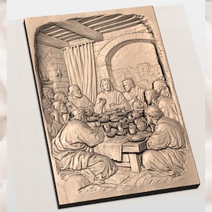 Last Supper 3D Relief STL for CNC Router view 2