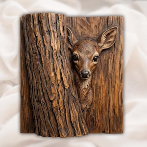 Peekaboo Deer Fawn 3D Relief STL view 1