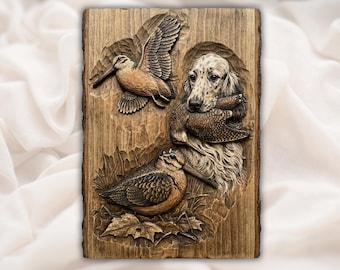 Hunting Dog with Birds 3D STL| Retriever Game Bird Wood CNC Carving | Hunter Wall Art | Aspire, VCarve Pro, Carveco, Fusion 360, ArtCAM