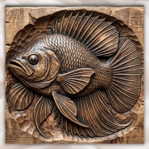 Betta Fish STL 3D Relief view 1