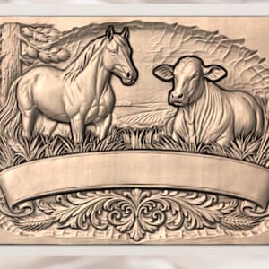 Horse and Cow Farm Relief STL view 2