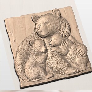 Bear Family 3D Relief STL view 3