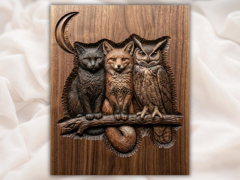 Woodland Trio 3D Relief STL for CNC Router