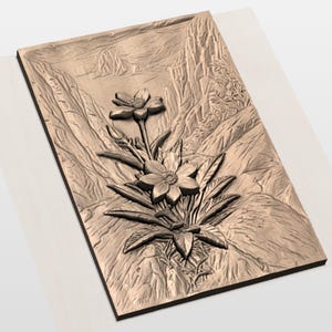 Mountain Wildflower Relief STL view 2