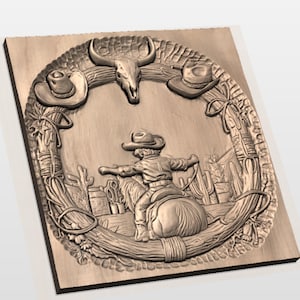 Western Cowboy Rope Frame 3D Relief STL view 2