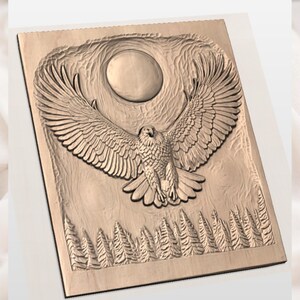 Bald Eagle Moon 3D Relief STL view 2