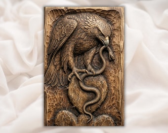 Eagle With Snake 3D Relief STL | CNC Router Wood Carving Panel File | Wildlife Predator Bas-Relief | Rustic Cabin Lodge Wall Art