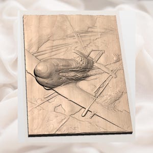 WW2 Fighter Plane Dogfight 3D Relief STL view 2