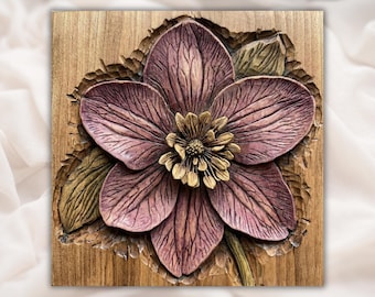 Magnolia Flower Relief STL | CNC Router 3D Carving Model | Large Blossom Wood Grain Bas Relief Panel | Floral Wall Art Decor