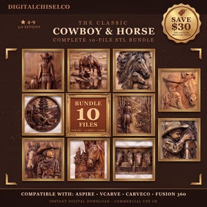 Classic Cowboy & Horse STL Bundle view 1