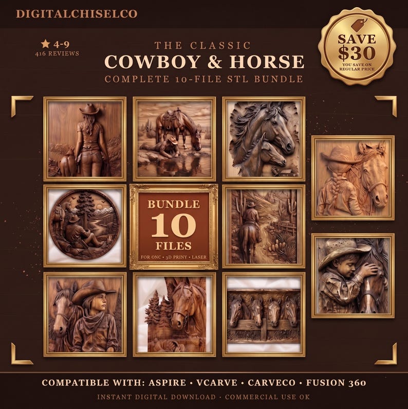 Classic Cowboy & Horse STL Bundle