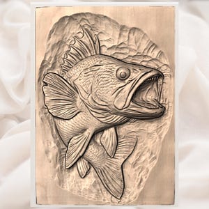 Bass Fish 3D Relief STL File view 2