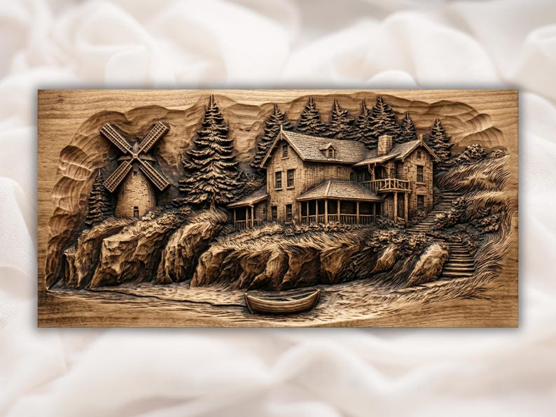Rustic Farm Landscape 3D Relief STL