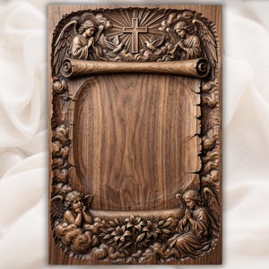 Religious Angel Memorial Plaque STL view 1