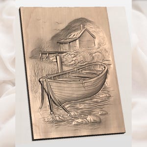 Rowboat Lake Cabin 3D Relief STL view 2