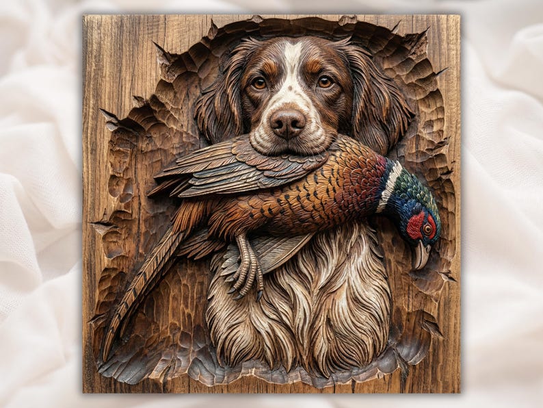 Brittany Spaniel Pheasant 3D STL File