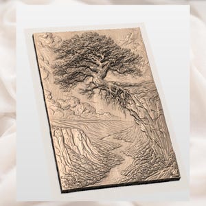 Cliff Tree Landscape 3D Relief STL view 3