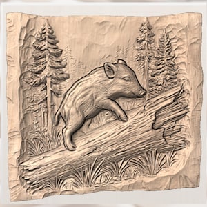 Wild Boar Piglet 3D STL Relief view 2