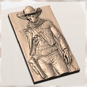 Cowboy Skull Skeleton 3D Relief STL view 3