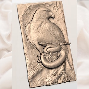 Hawk With Snake 3D Relief STL view 2