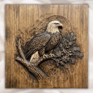 Bald Eagle 3D Relief STL File view 1