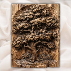 Majestic Oak Tree 3D STL Relief view 1