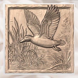 Flying Mallard Duck 3D Relief STL view 2