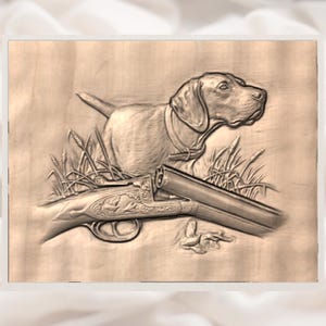 Hunting Dog 3D Relief STL view 3