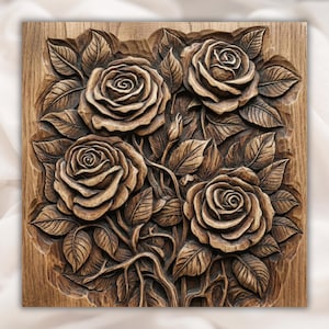 Rose Flower 3D Relief STL File view 1