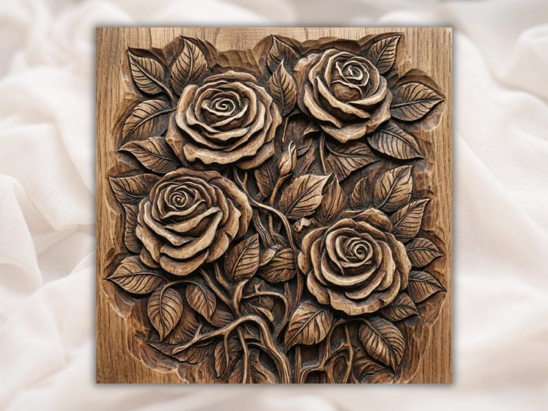 Rose Flower 3D Relief STL File