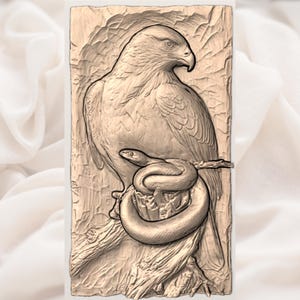 Hawk With Snake 3D Relief STL view 3