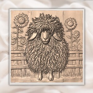 Curly Wool Sheep 3D Relief STL view 2