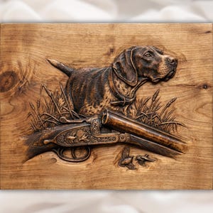 Hunting Dog 3D Relief STL view 1