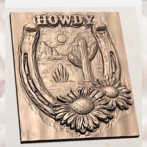 Howdy Western 3D Relief STL File view 3