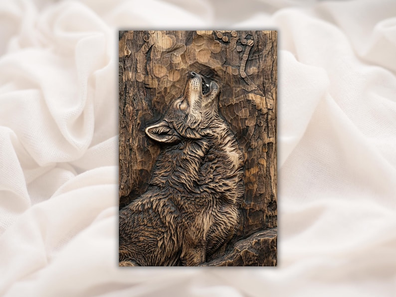 Howling Wolf 3D Relief STL