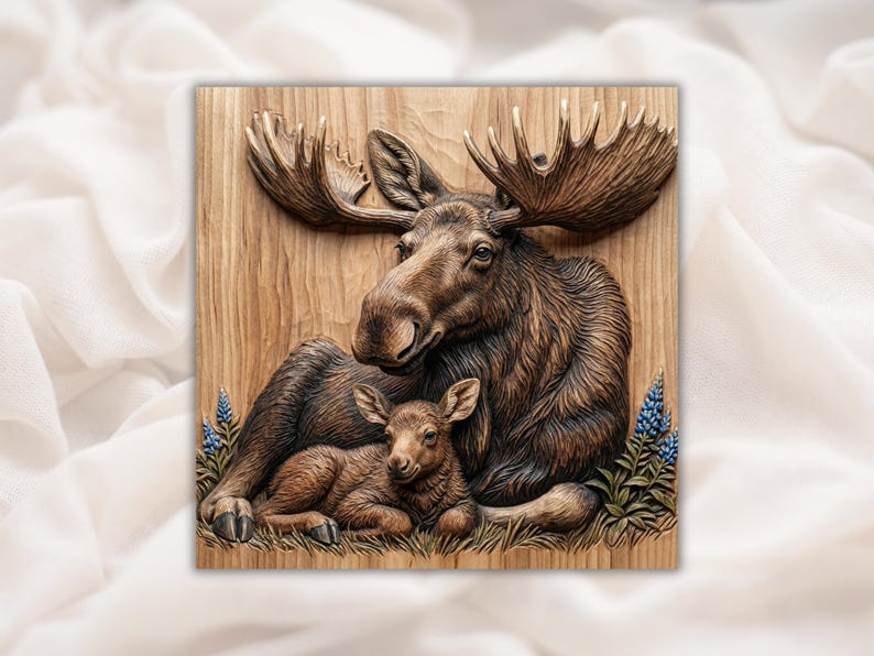 Moose & Calf 3D Relief STL