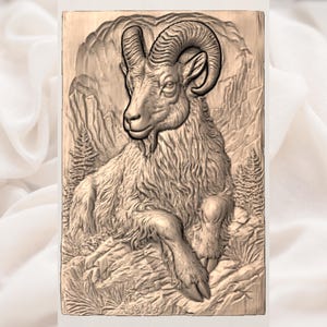 Mountain Goat 3D Relief STL view 3