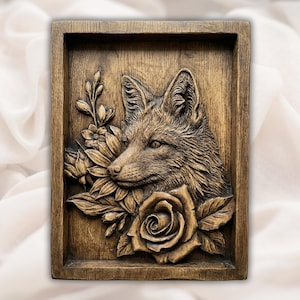 Fox Floral 3D Relief STL view 1