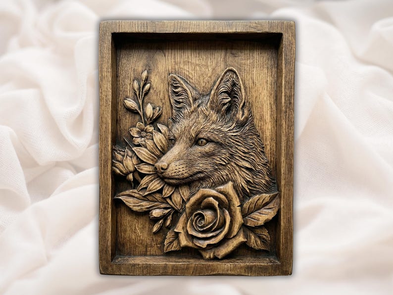 Fox Floral 3D Relief STL