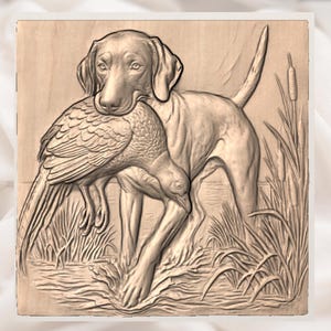Bird Dog Retriever 3D Relief STL view 2